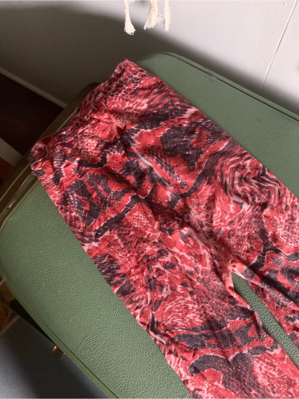 ganni x swedish stockings red abstract print tights